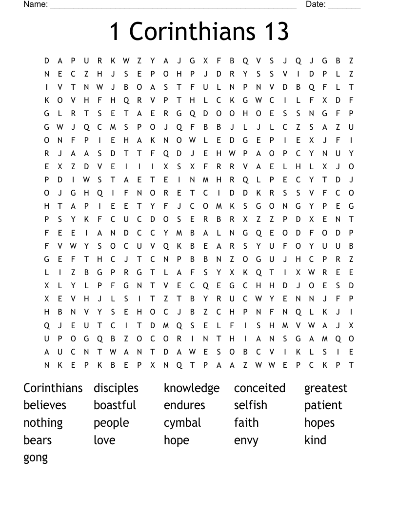 1 Corinthians 13 Word Search WordMint