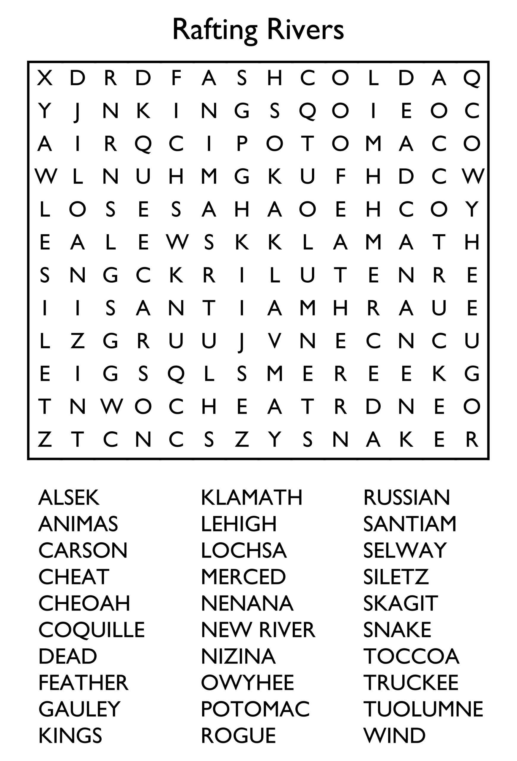 Fun Free Printable Word Searches