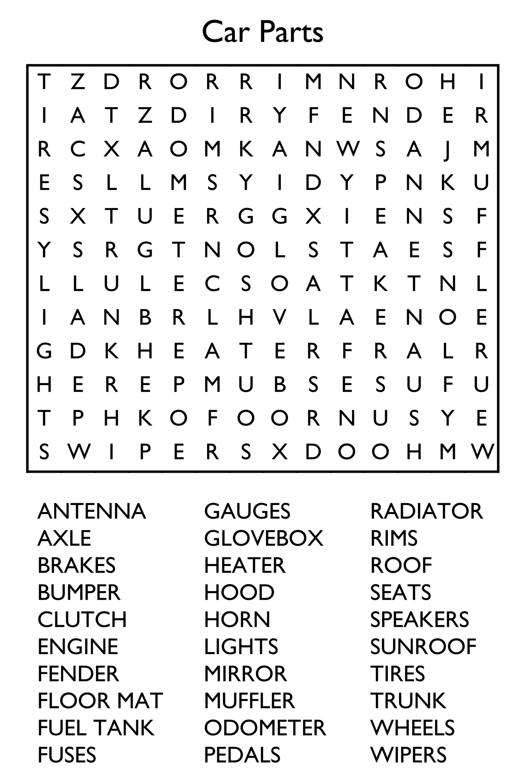 Word Search Printable Medium Difficulty