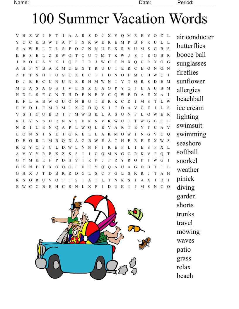 Word Search Puzzle Printable 100 Words