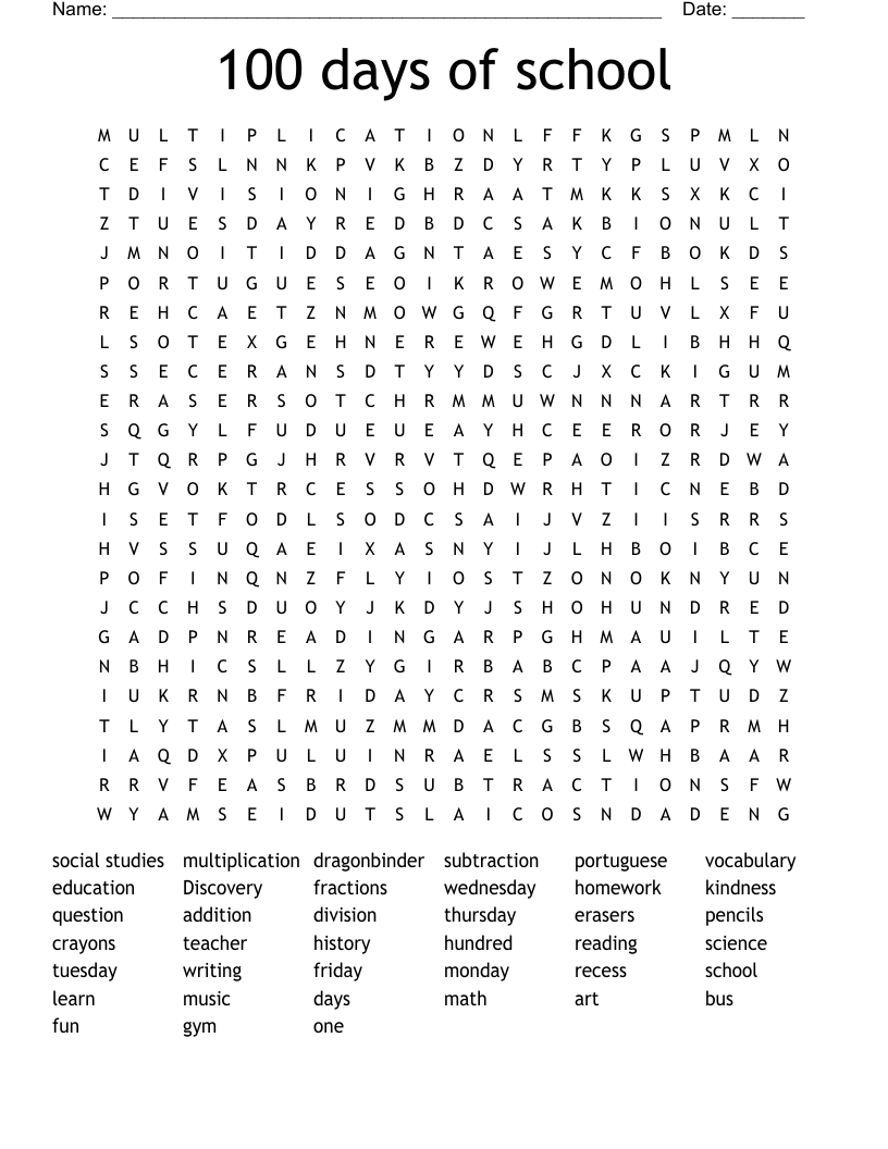 100 Word Search Puzzles Printable