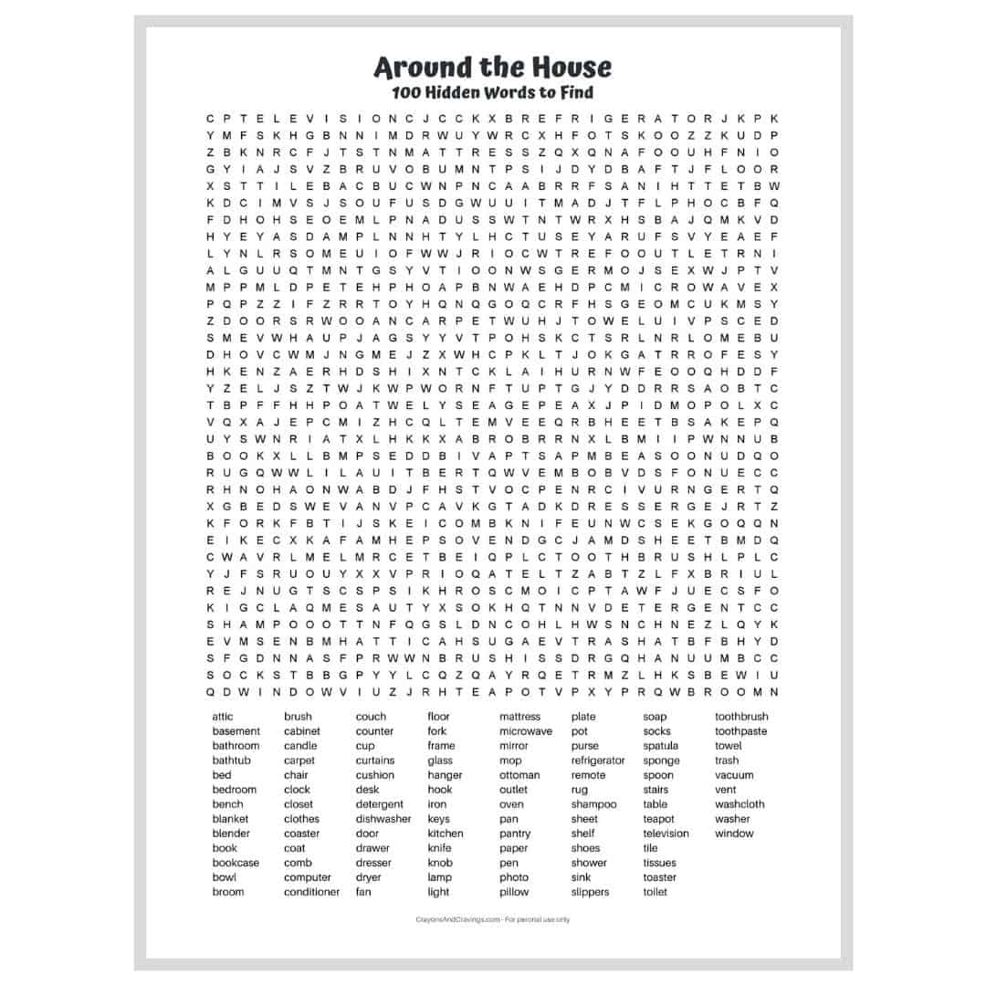 Medium Difficulty Word Search Puzzles Printable