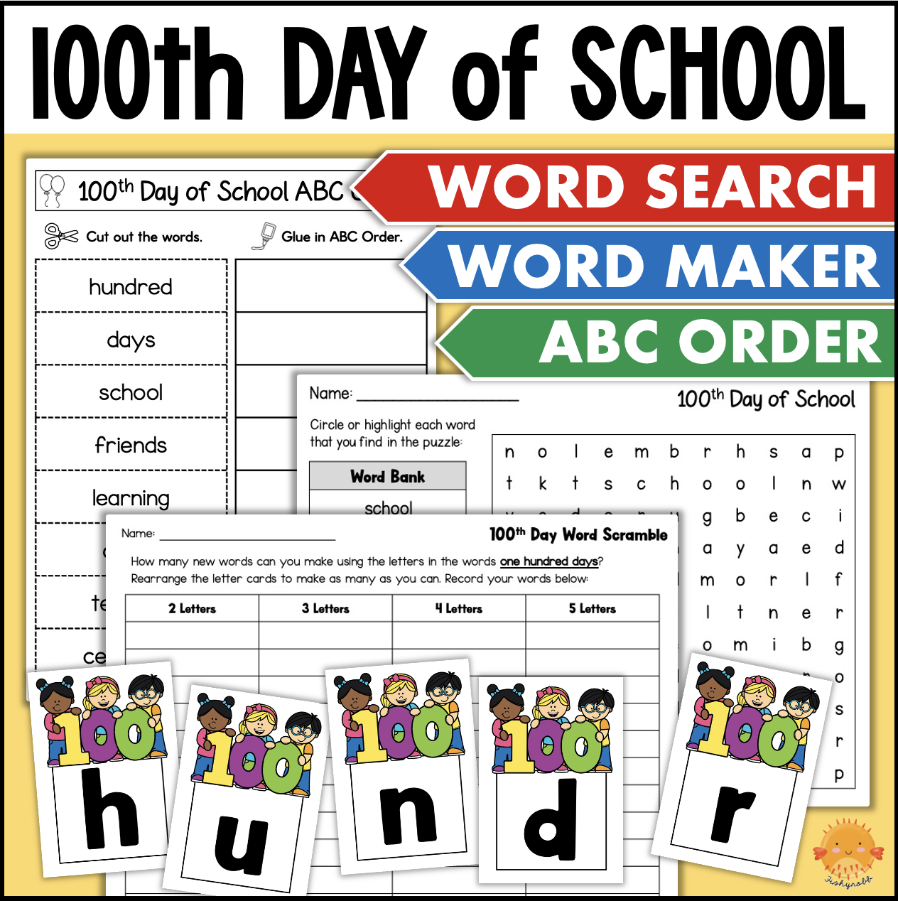 100th Day Of School Word Search ABC Order Worksheet And Word Building Activity Classful