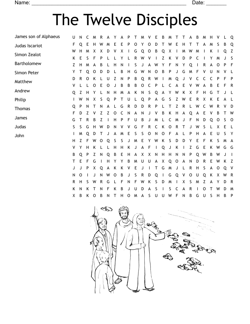 12 Disciples Word Search WordMint