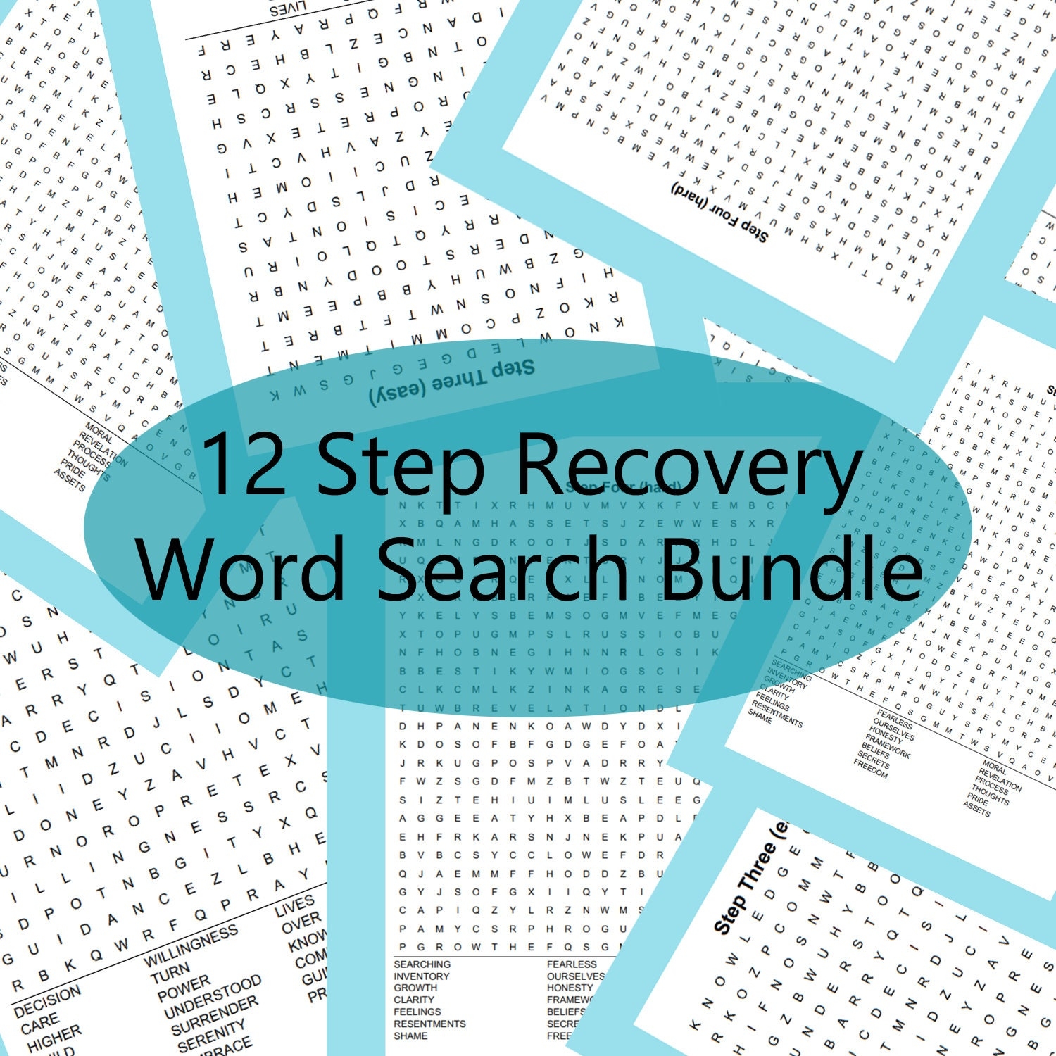 12 Step Recovery Word Search Bundle Sobriety Games Print At 