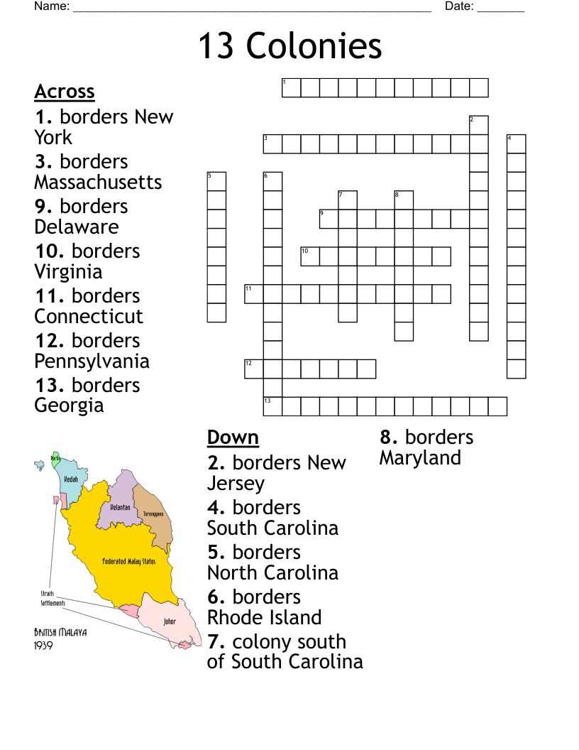 13 Colonies Word Search WordMint