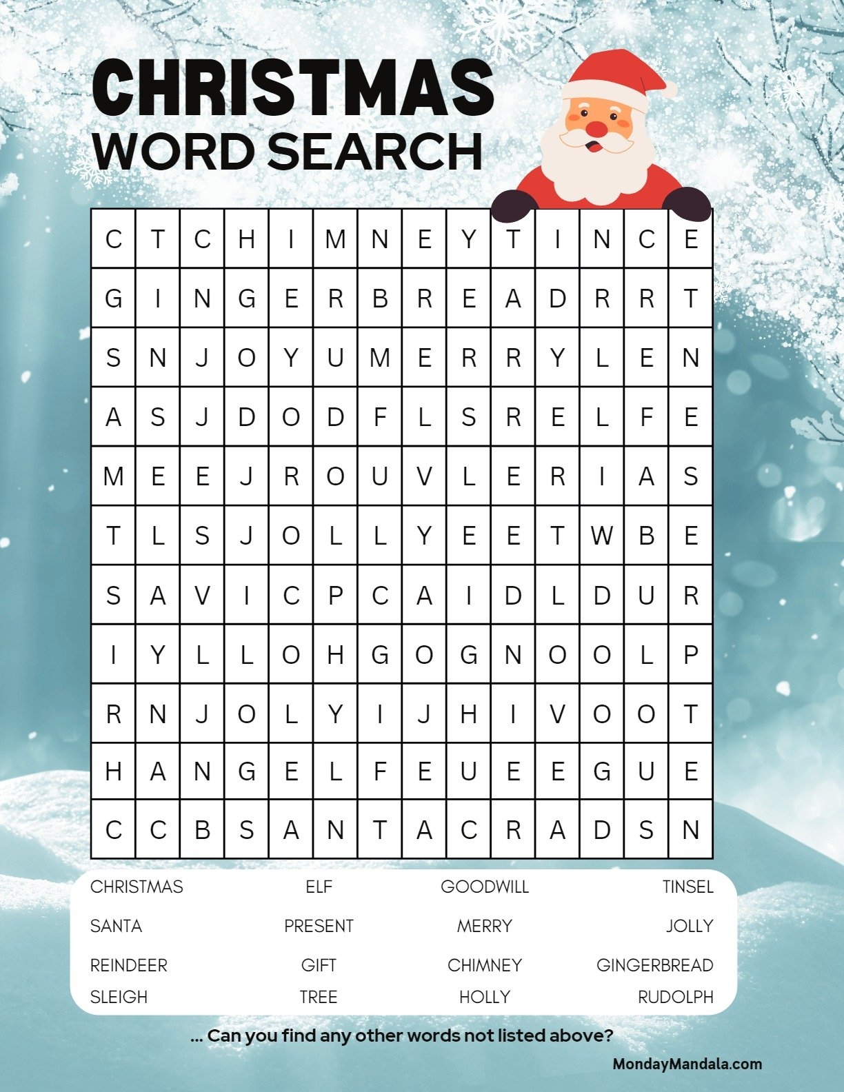 Free Christmas Word Search Printable Pdf