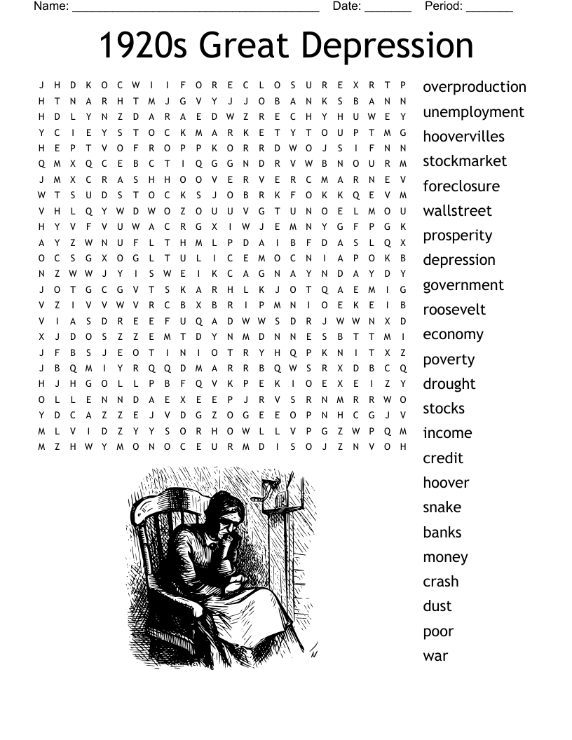 1920s Great Depression Word Search WordMint