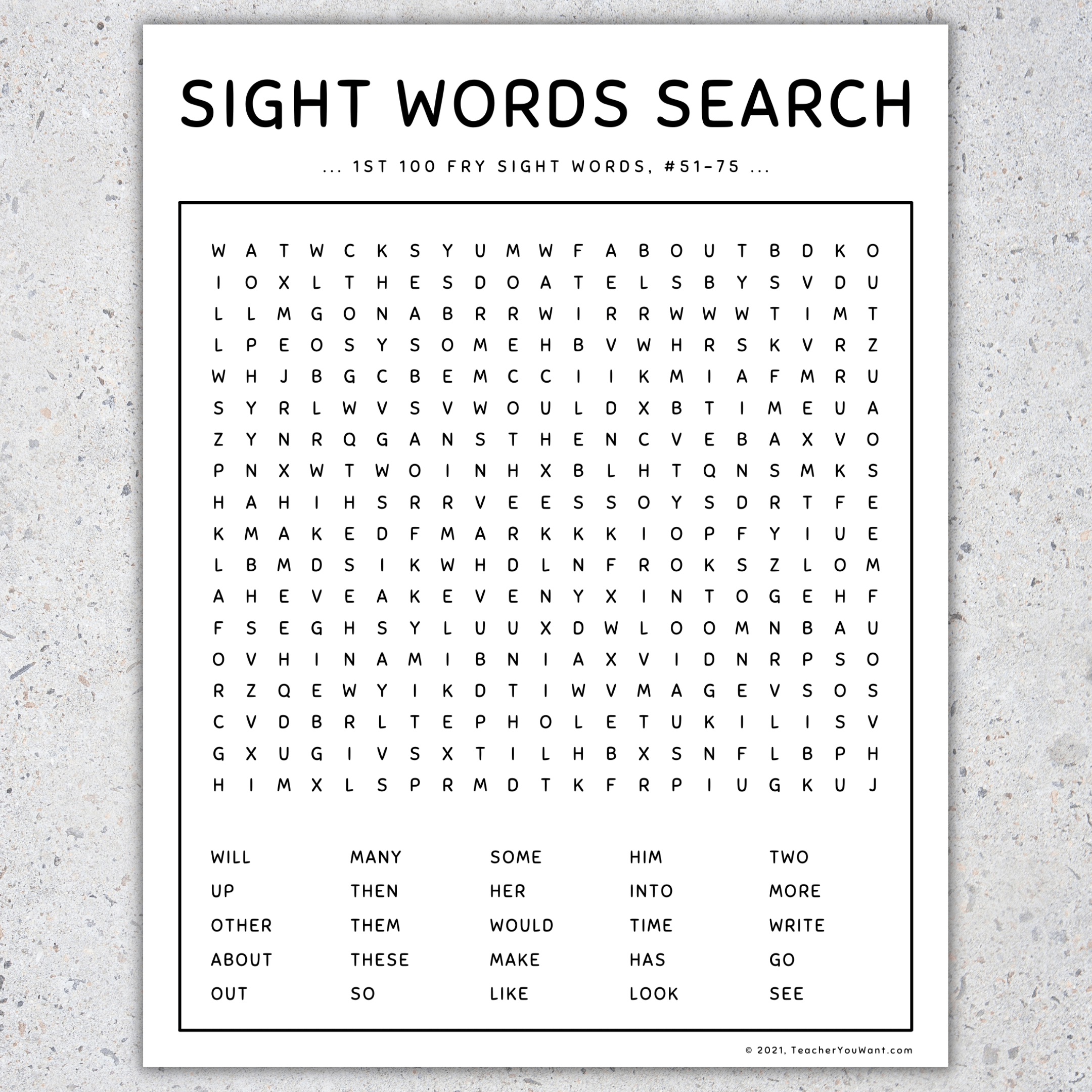 1st 100 Fry Sight Words Word Search Sight Words Practice Game SET 6 Made By Teachers