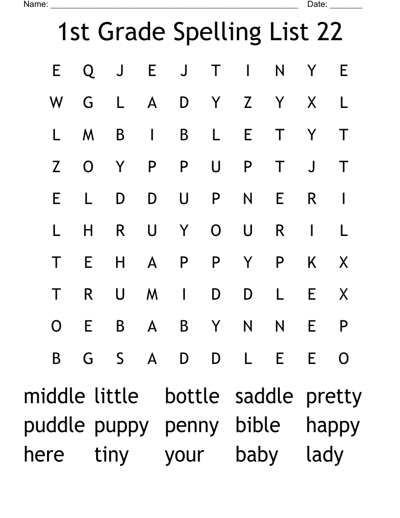1st Grade Spelling List 22 Word Search WordMint