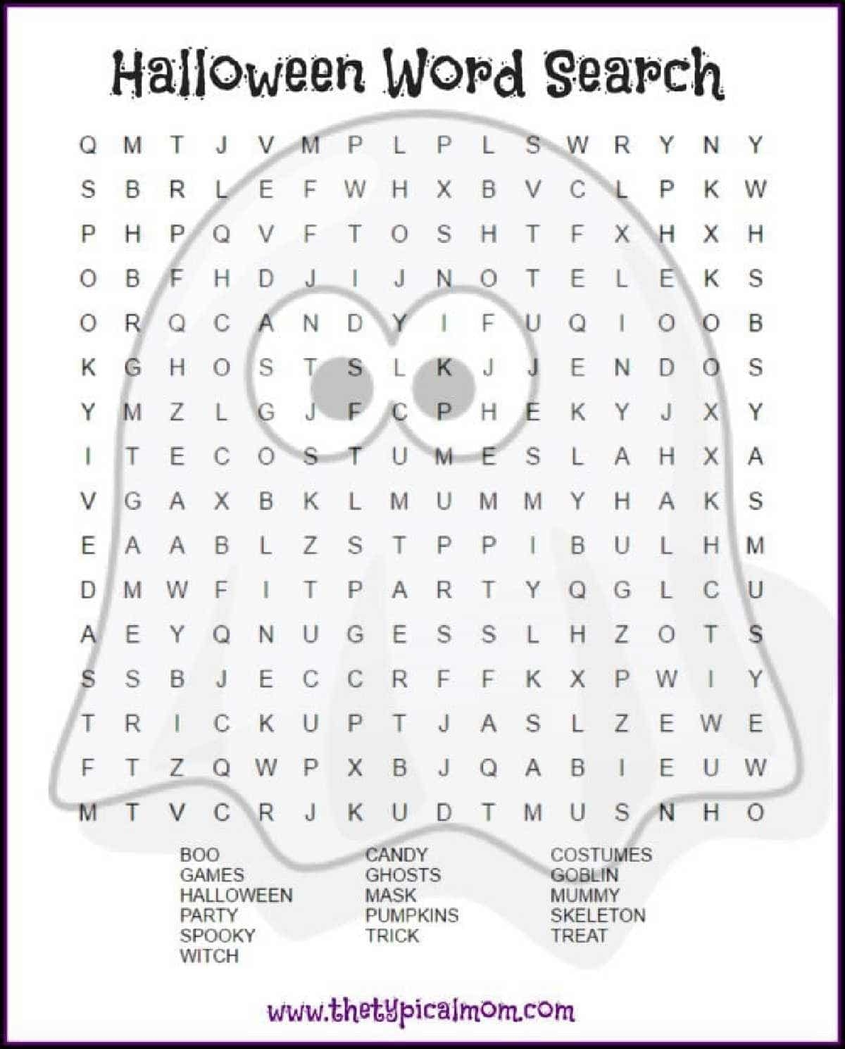 Halloween Word Search Printable