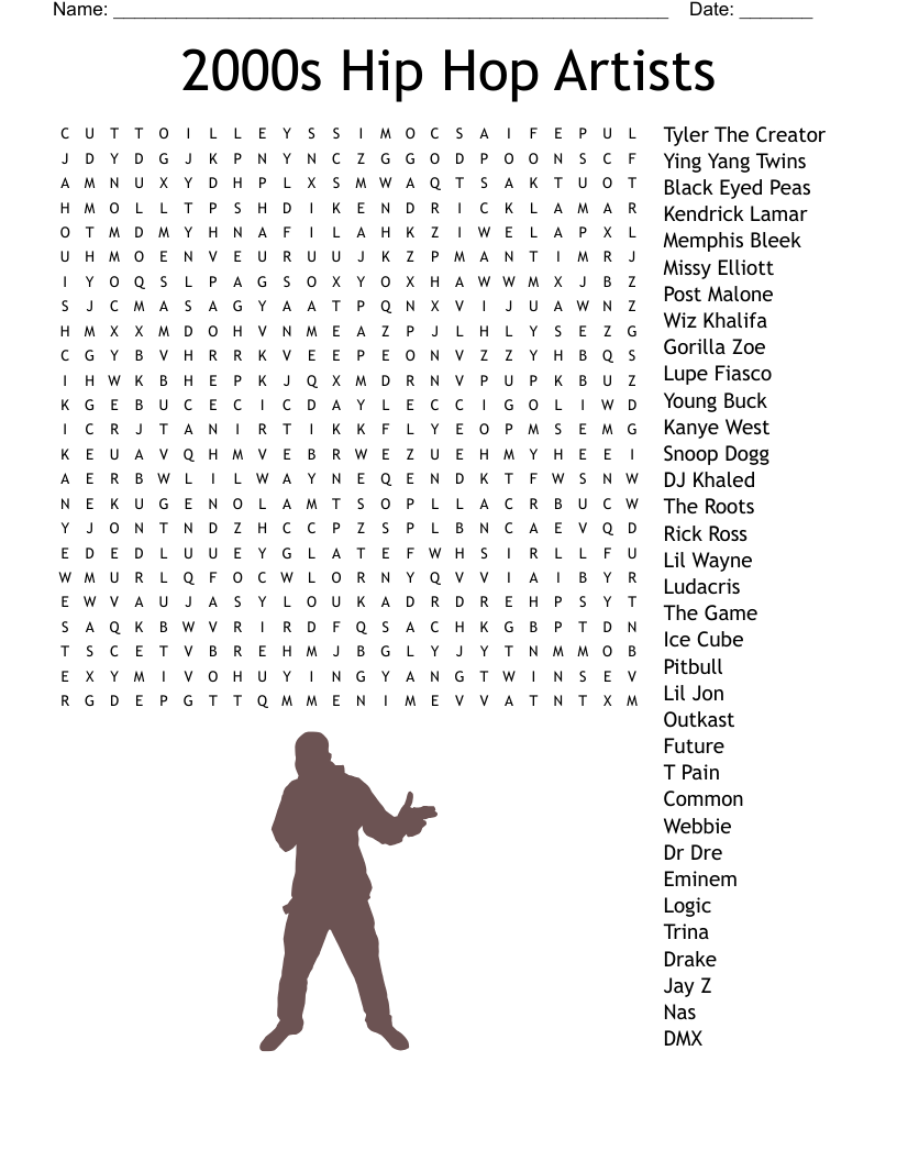 Hip Hop Word Search Printable