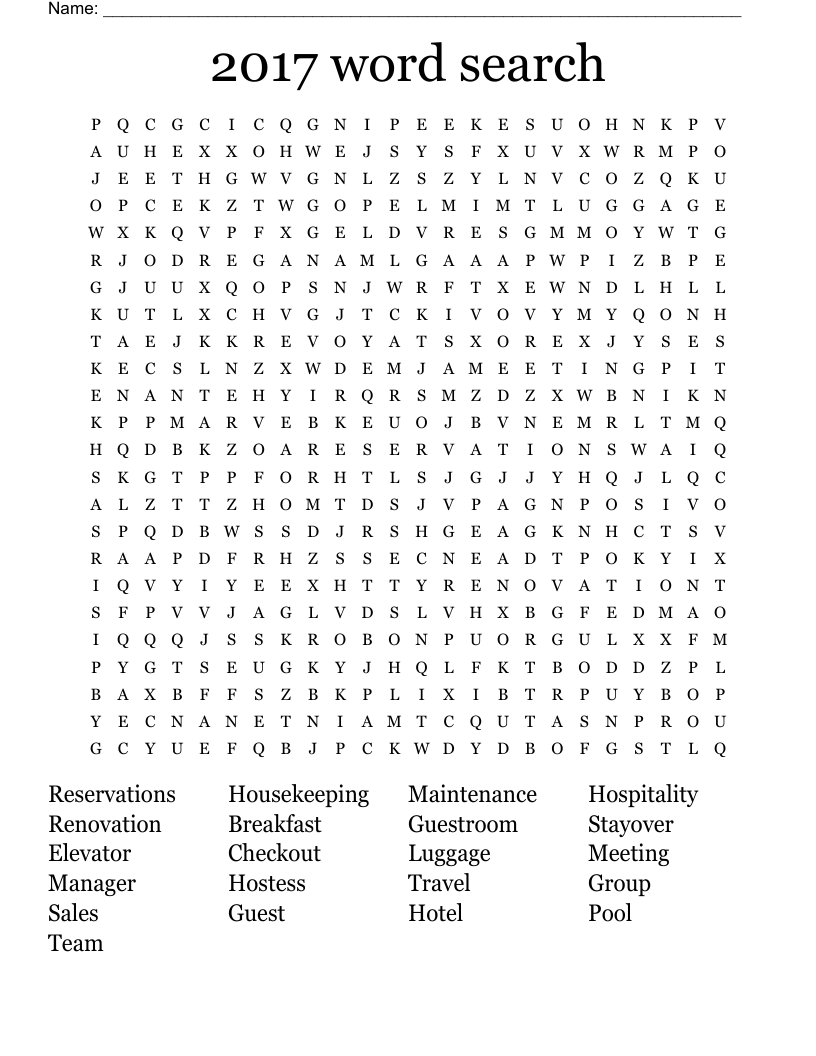 2017 Word Search WordMint