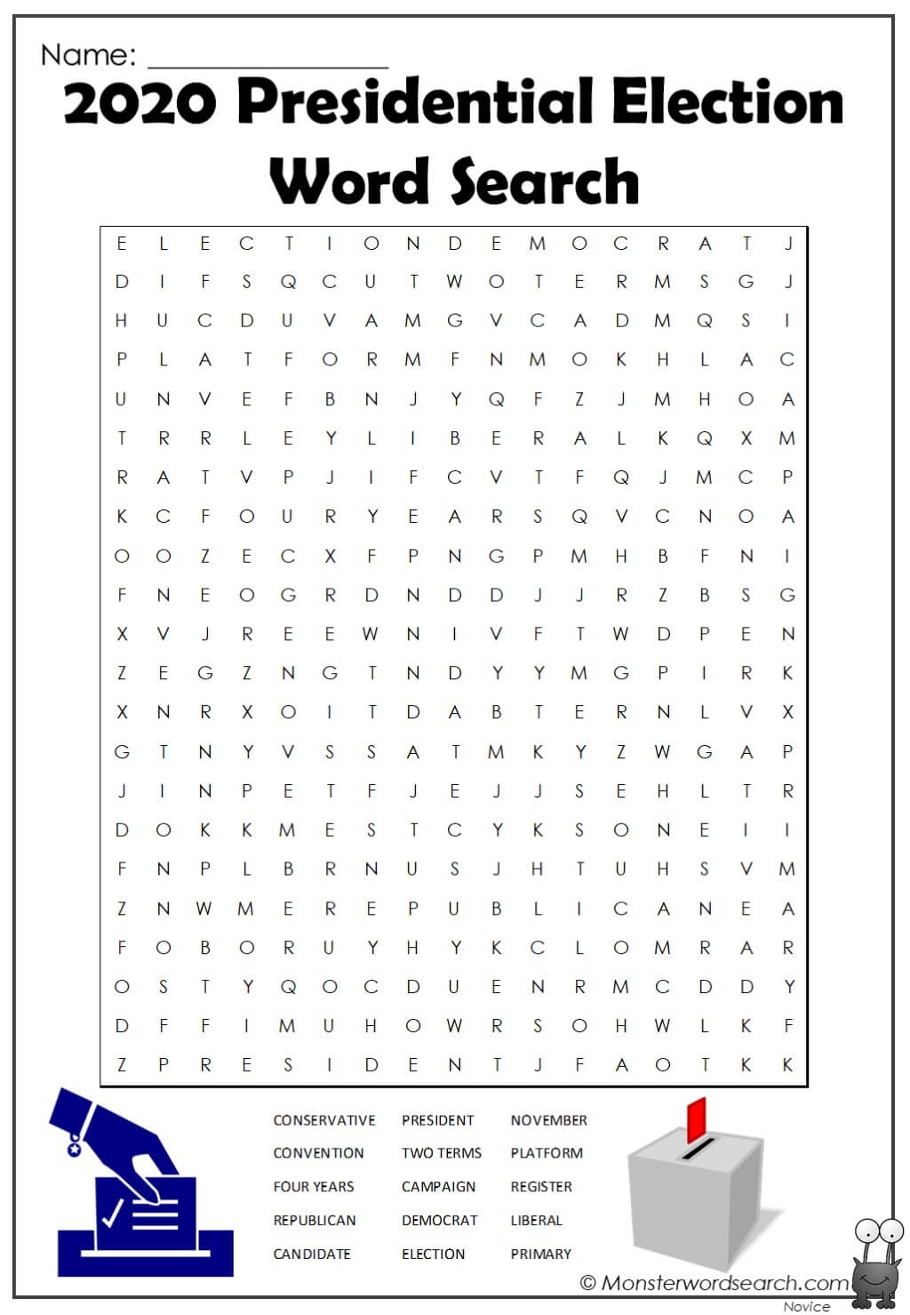 2020 Presidential Election Word Search Monster Word Search 2020 Presidential Election Word Search Monster Word Search