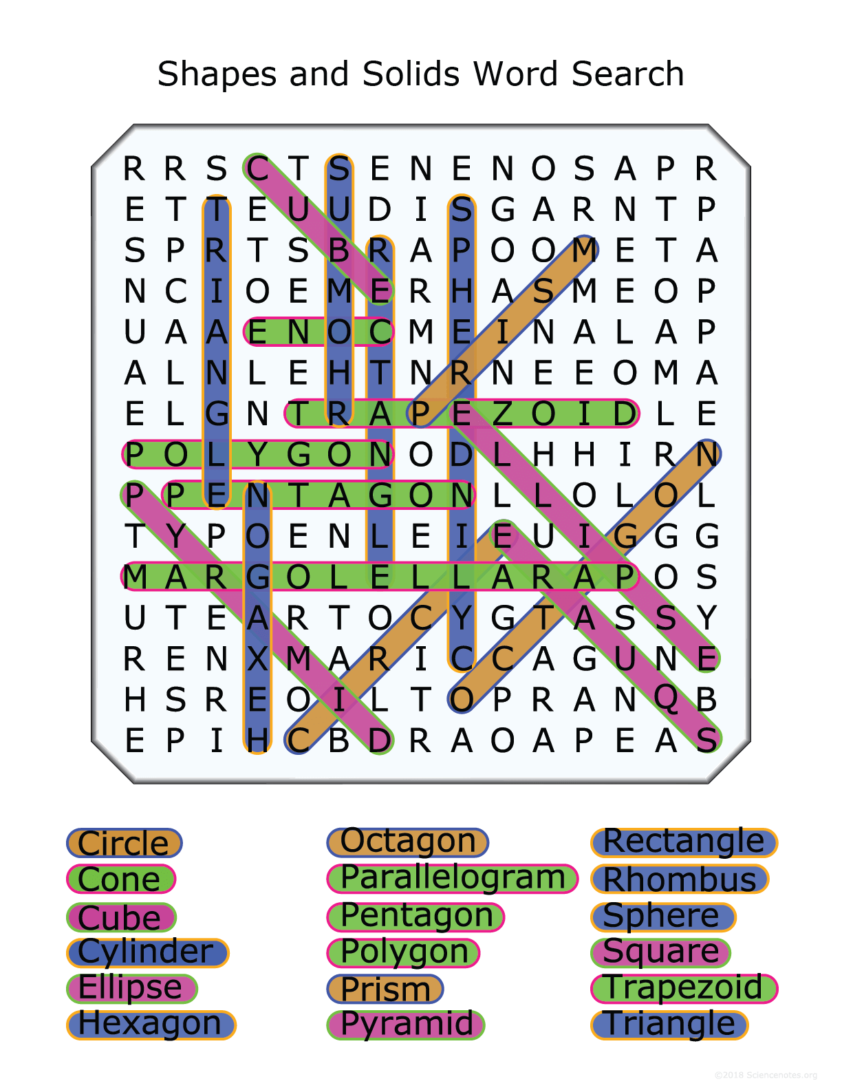 3d Shapes Word Search Printable