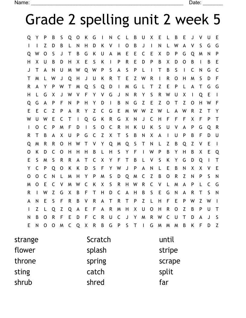 2nd Grade Word Search WordMint