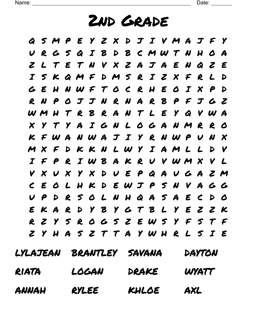 2nd Grade Word Search WordMint 2nd Grade Word Search WordMint