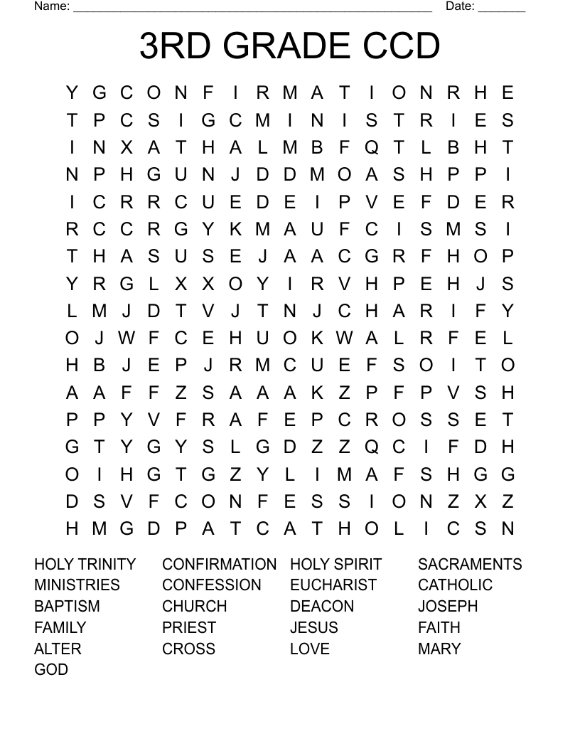 3RD GRADE CCD Word Search WordMint