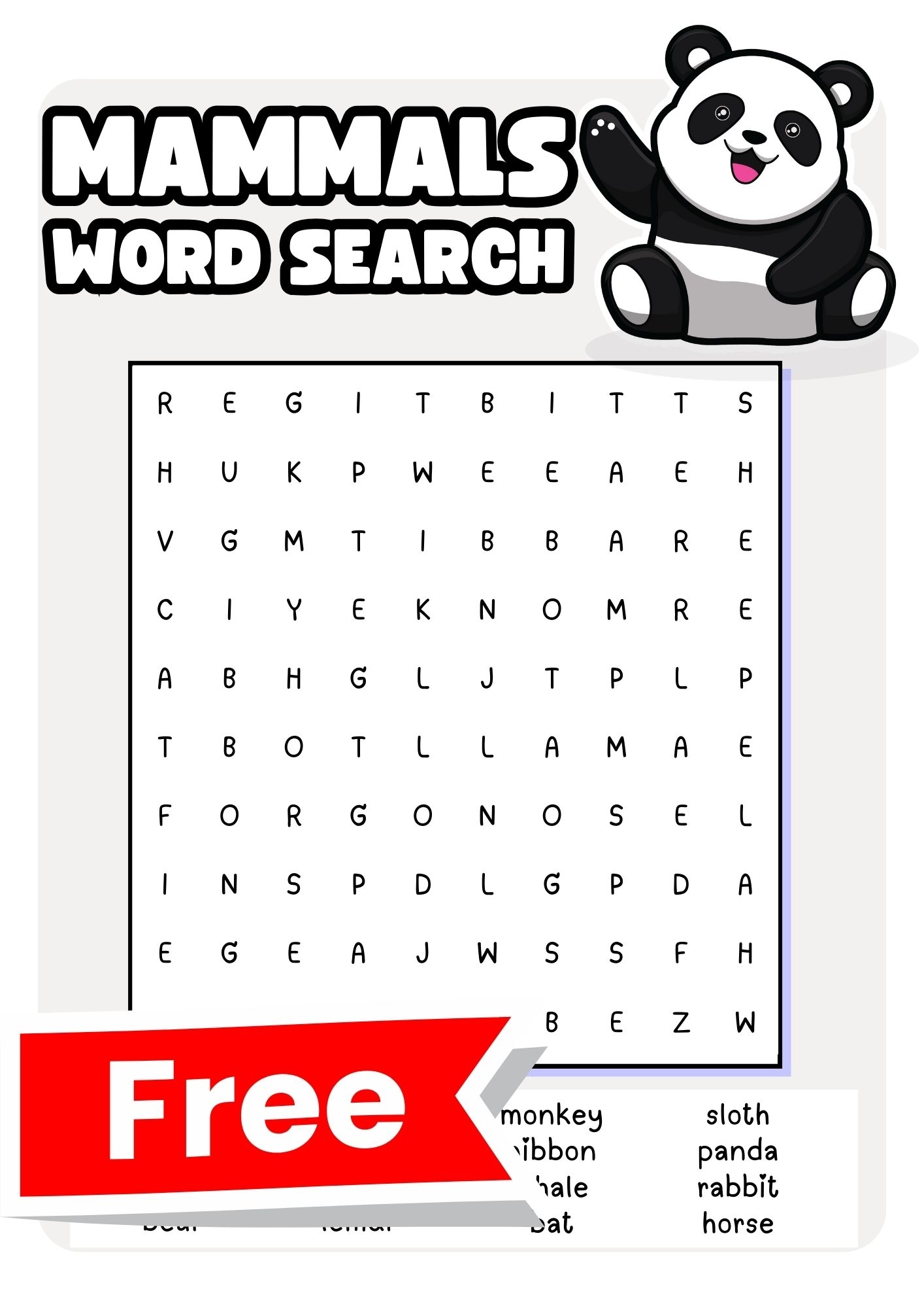 48 Free Animals Word Search Puzzles Teach Prints