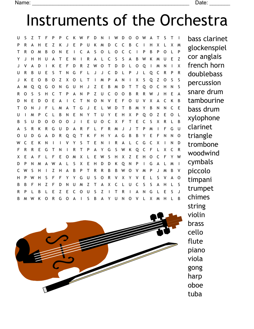 Free Printable Orchestra Word Search