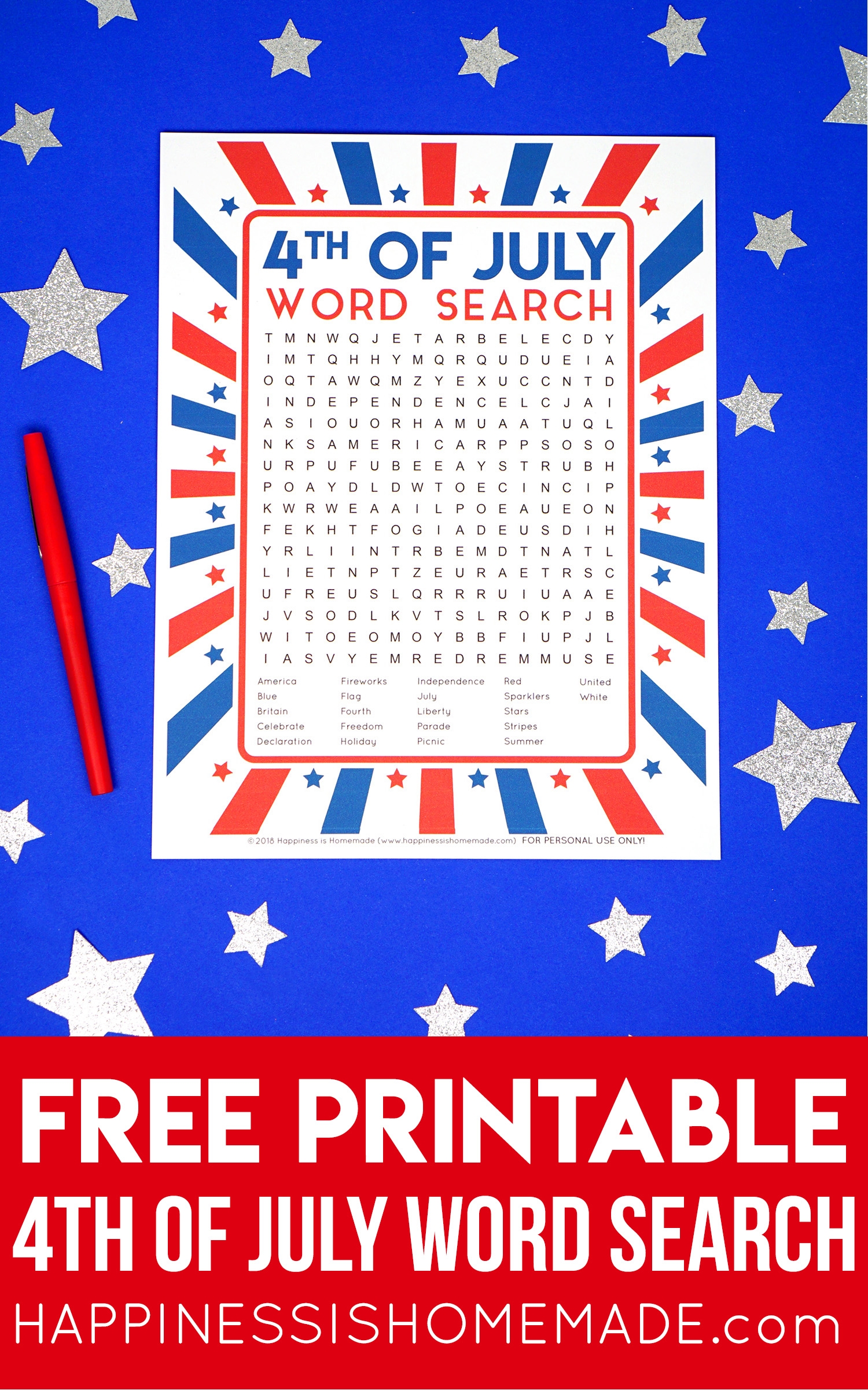 4th Of July Word Search Free Printable Happiness Is Homemade