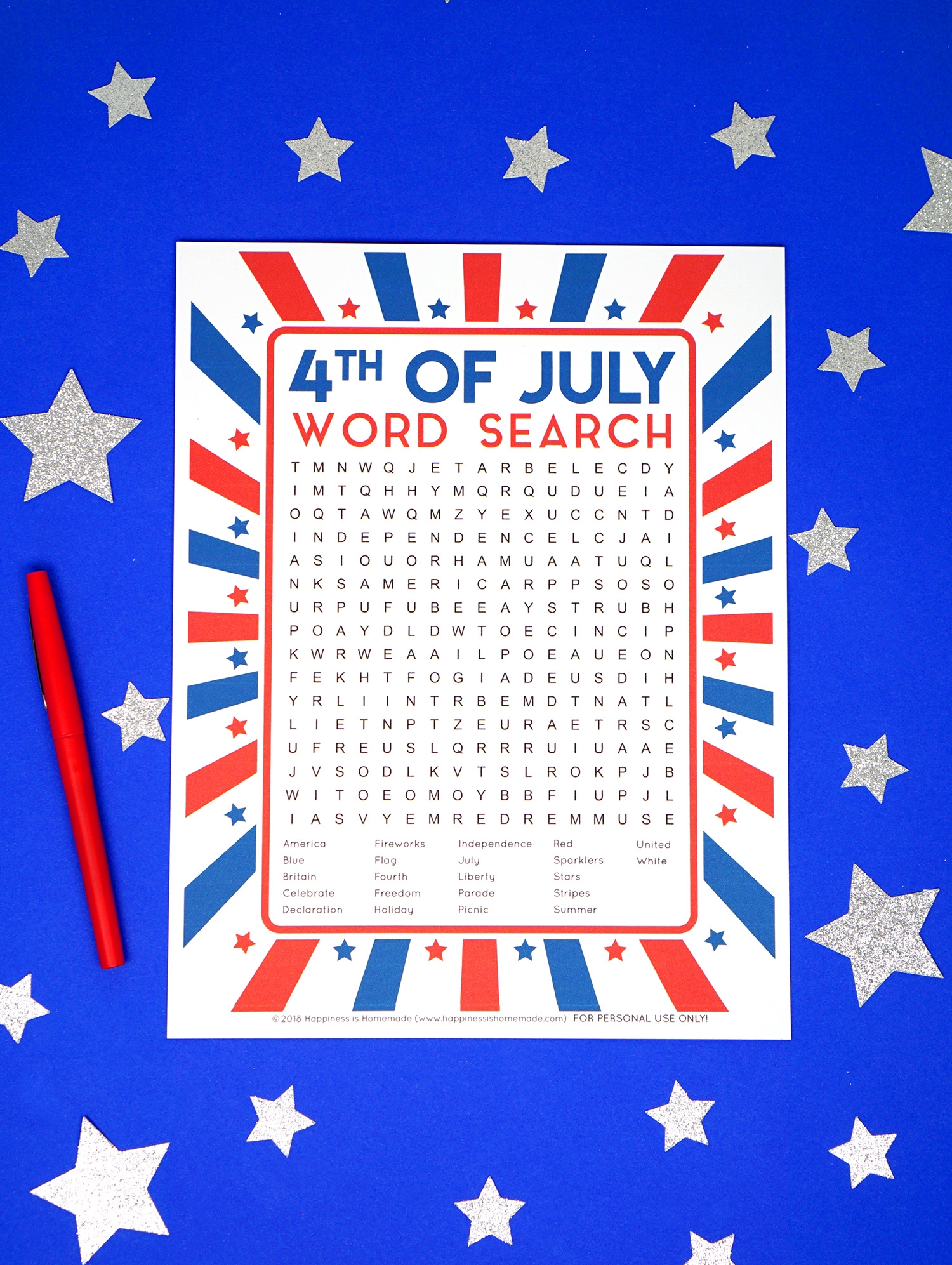 America Word Search Printable