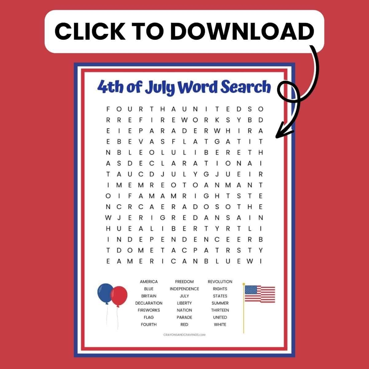 Free Printable July 4th Word Searches