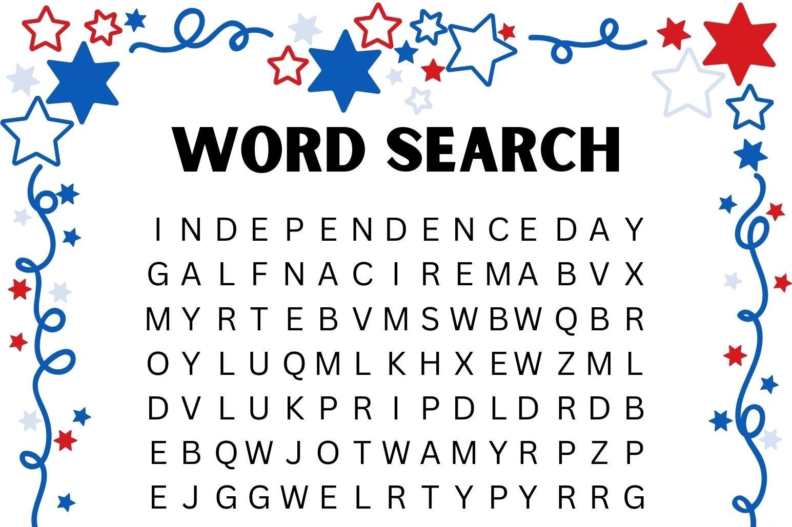 Fourth Of July Word Searches Printable