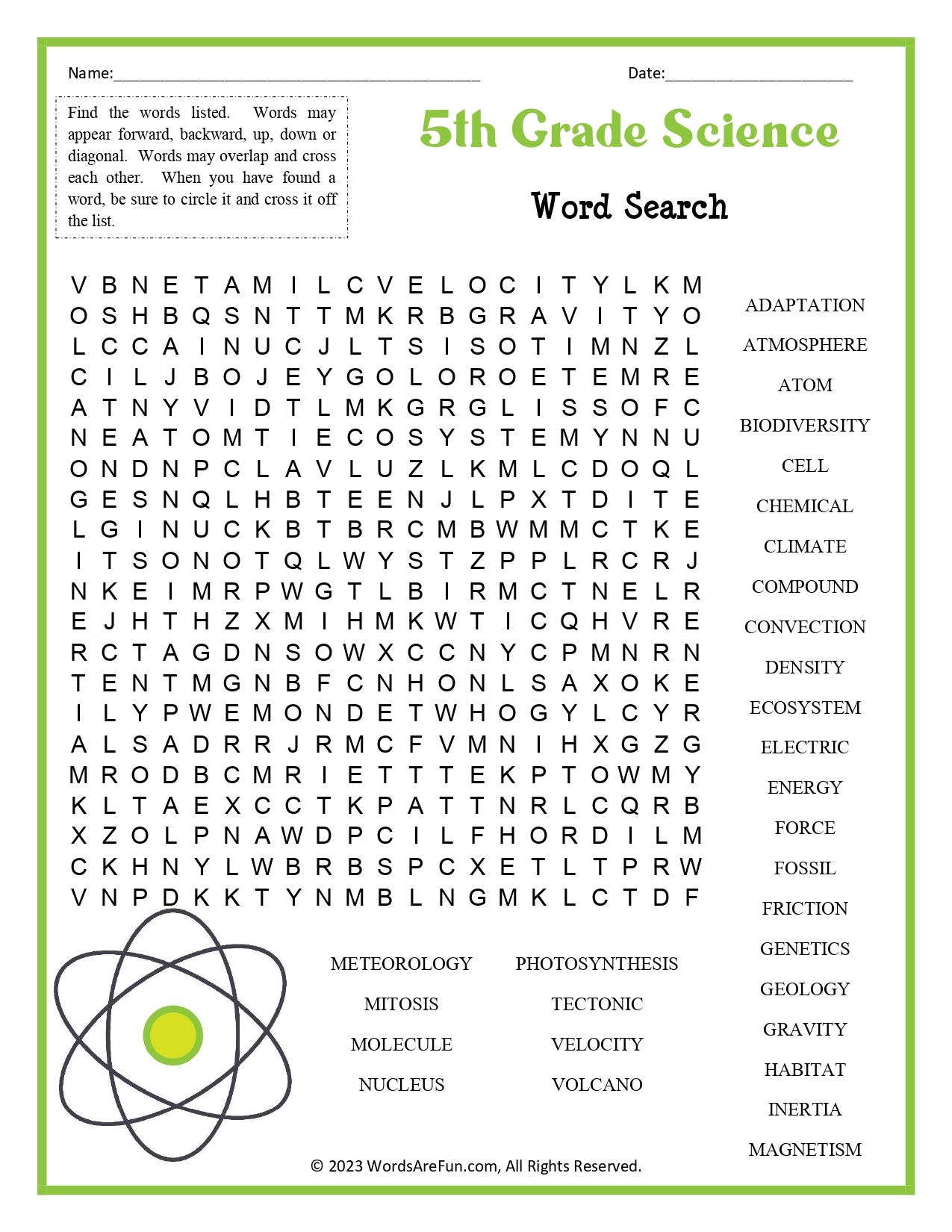 Printable Word Search For 3rd Graders
