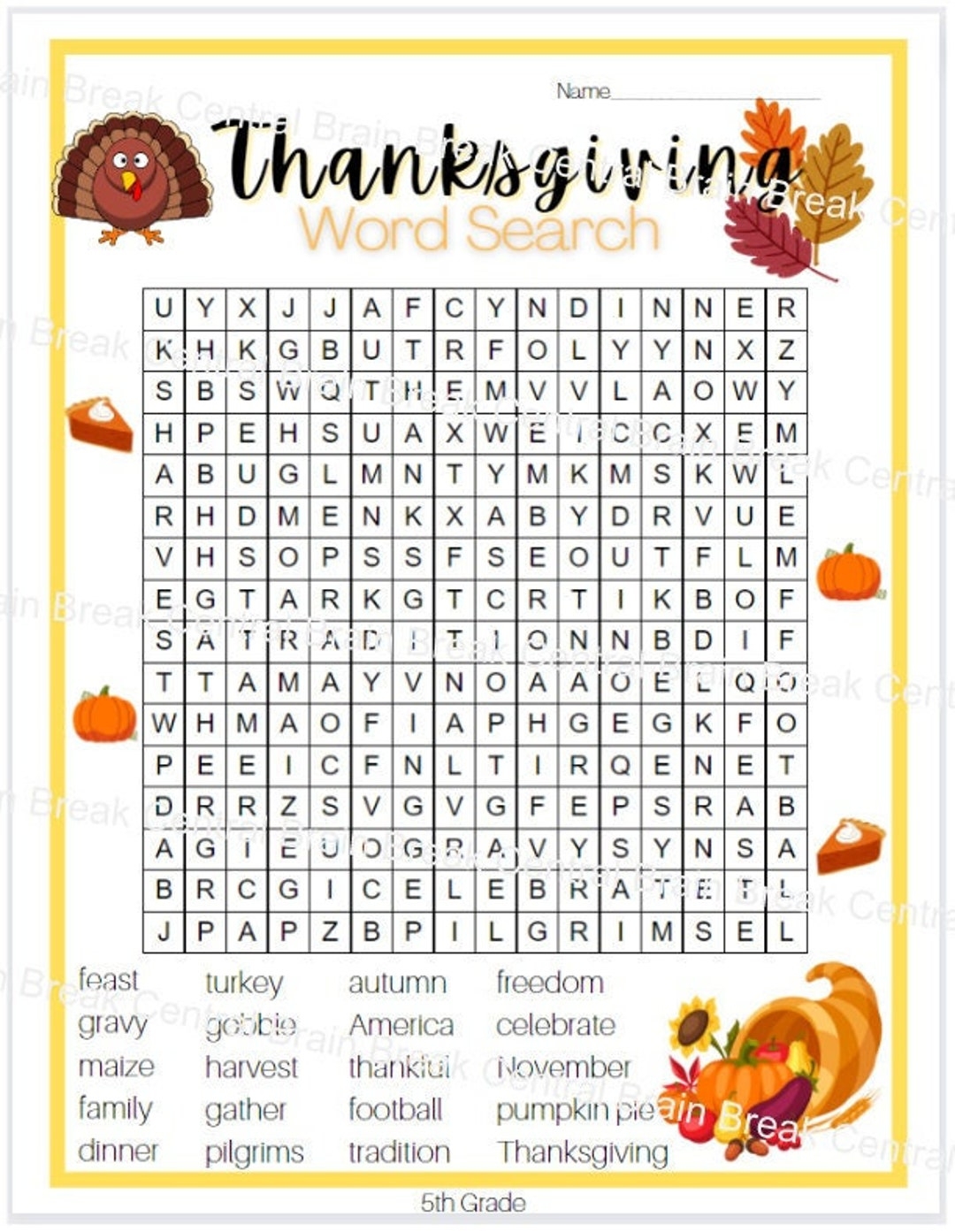 5th Grade Thanksgiving Word Search With Answer Key Printable Etsy 5th Grade Thanksgiving Word Search With Answer Key Printable Etsy