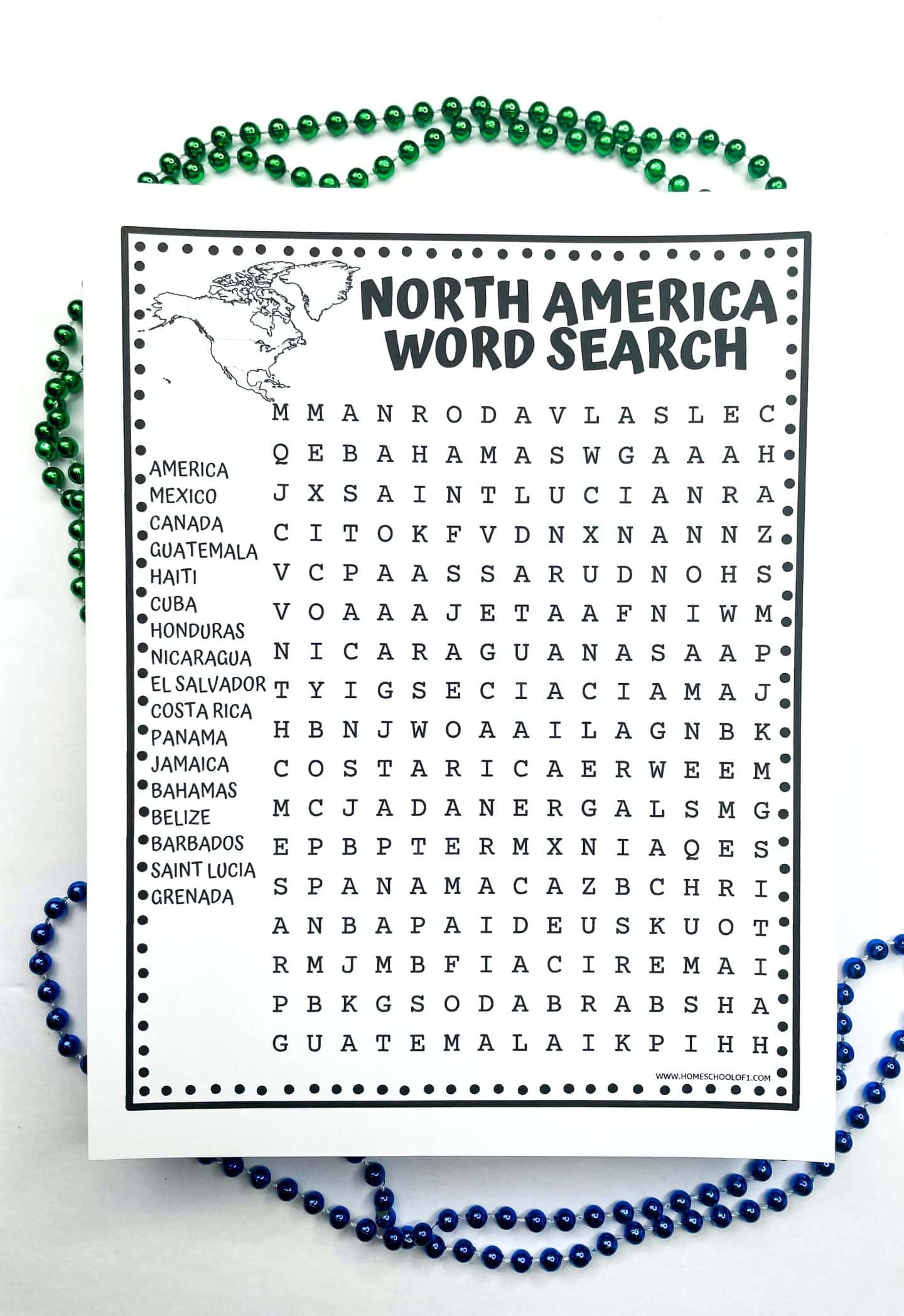 Free Printable North America Word Search