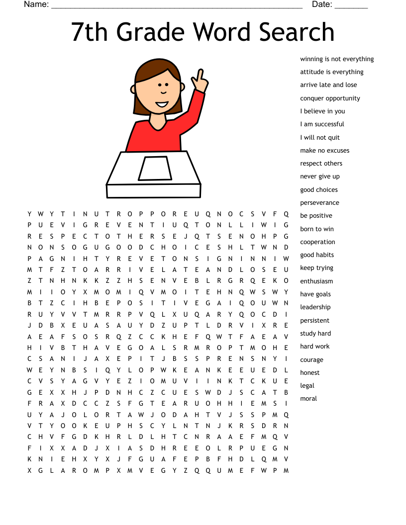 7th Grade Word Search WordMint