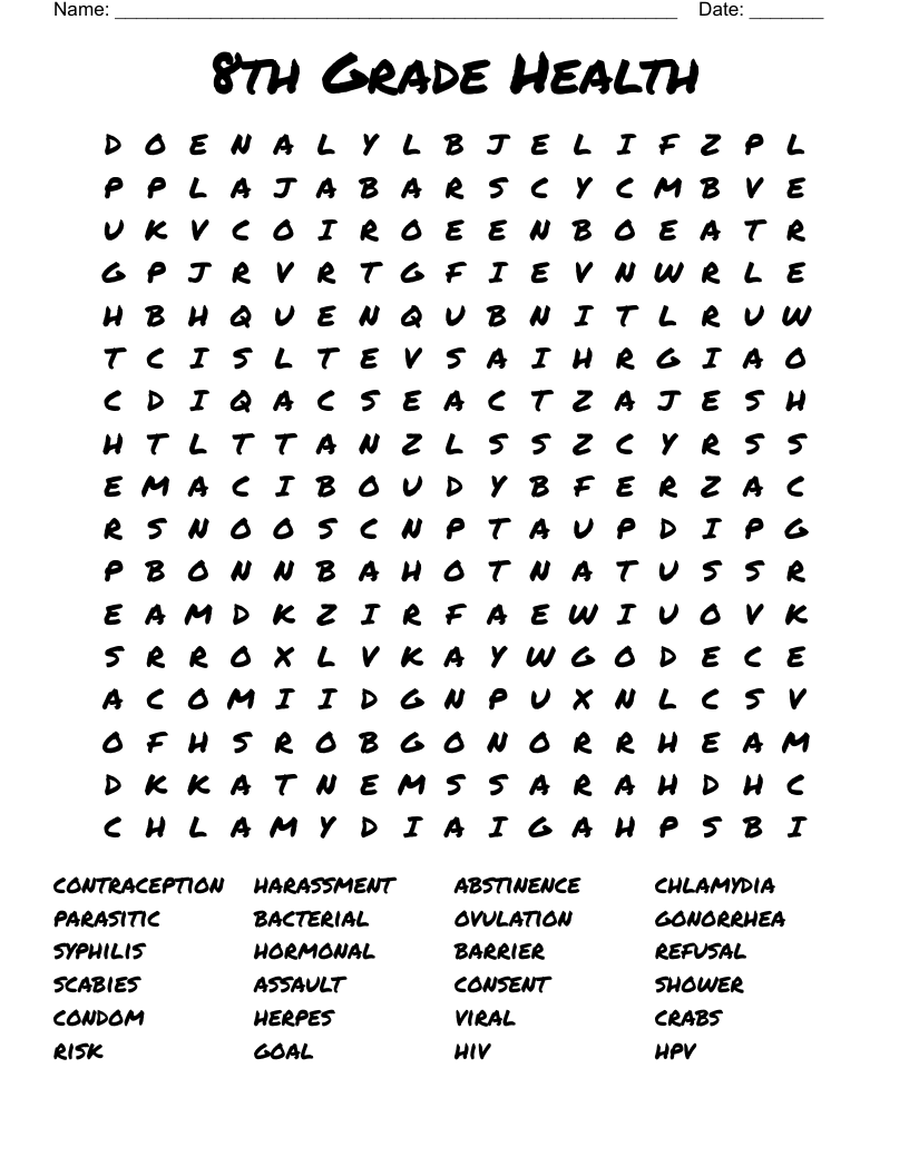 8th Grade Word Search Printable