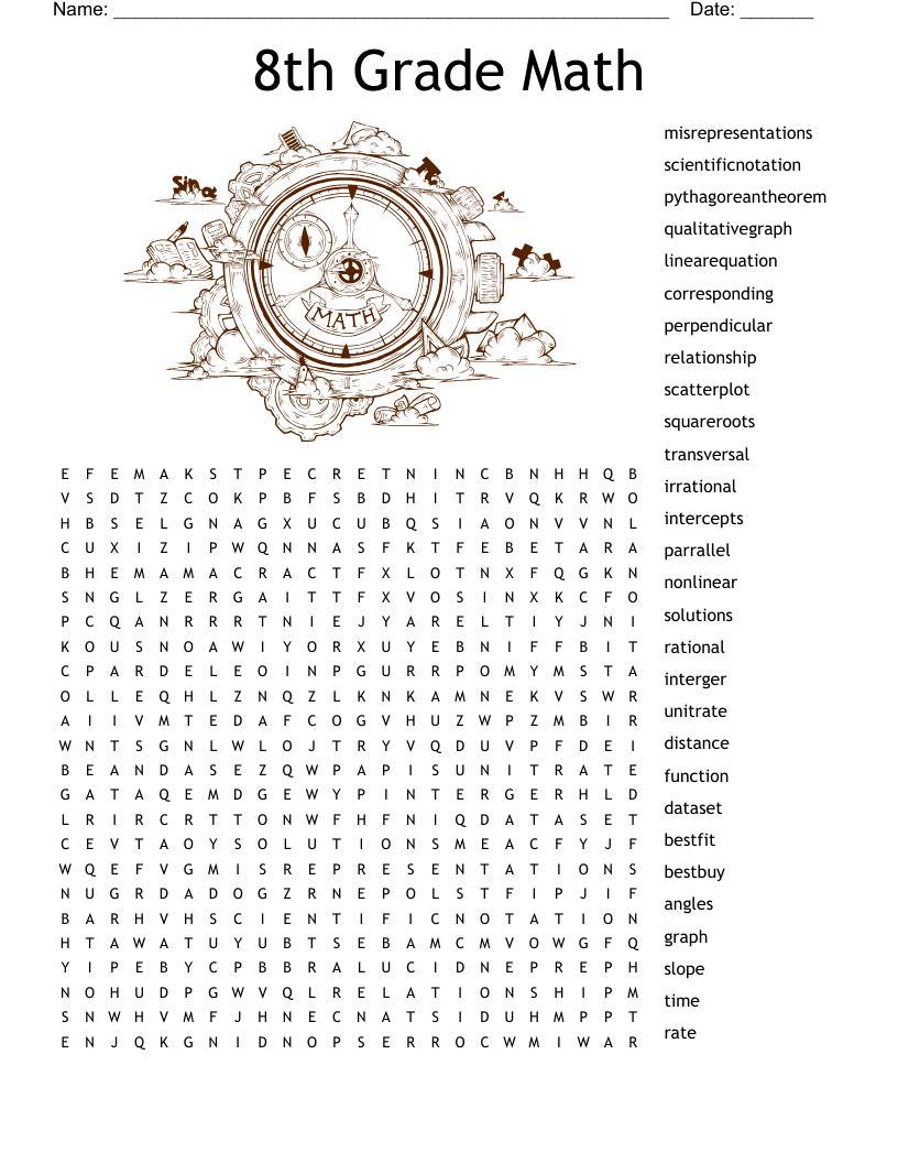 8th Grade Math Word Search WordMint