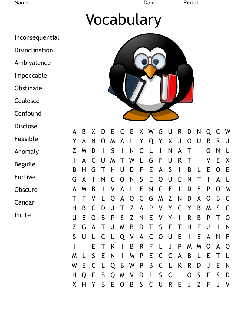 9th Grade Vocabulary Word Search WordMint