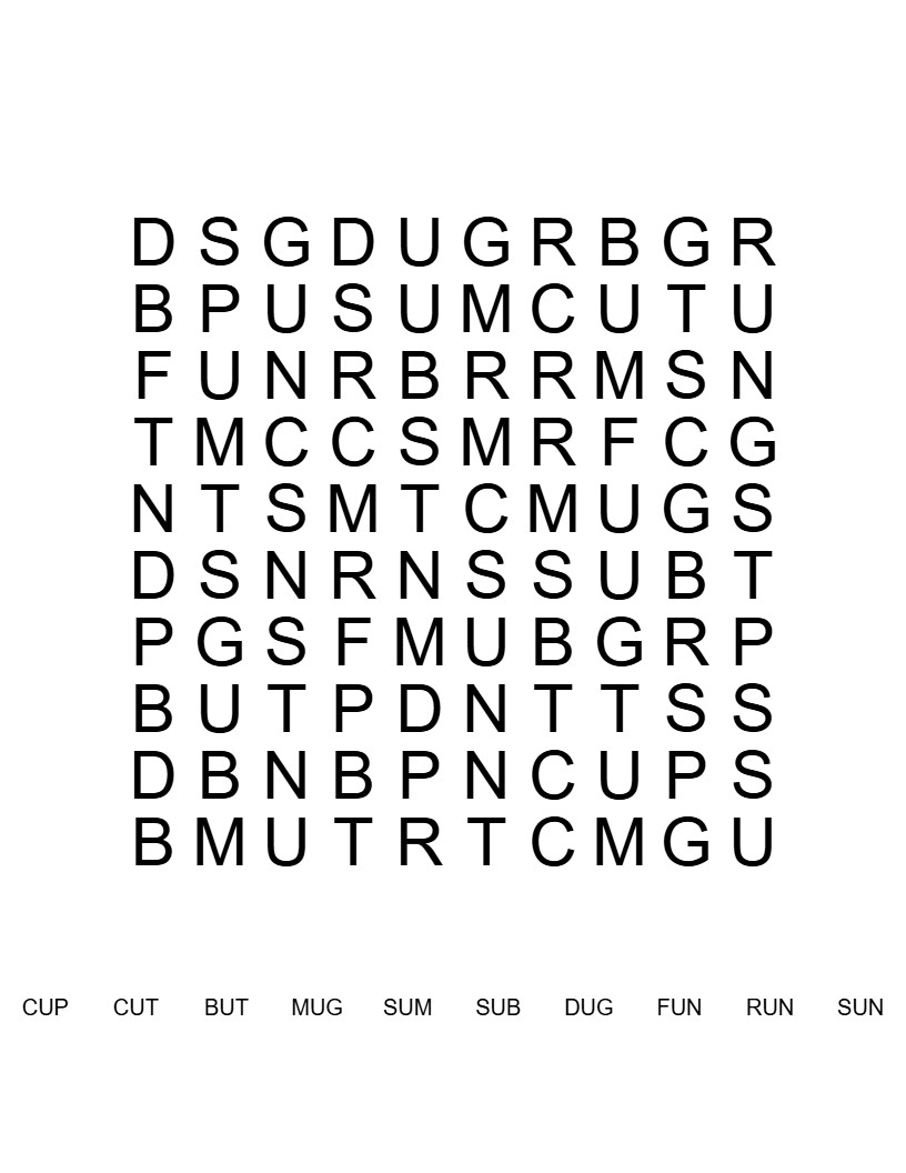 A E I O U Printable CVC Word Searches For Short Vowel Vocabulary Classful