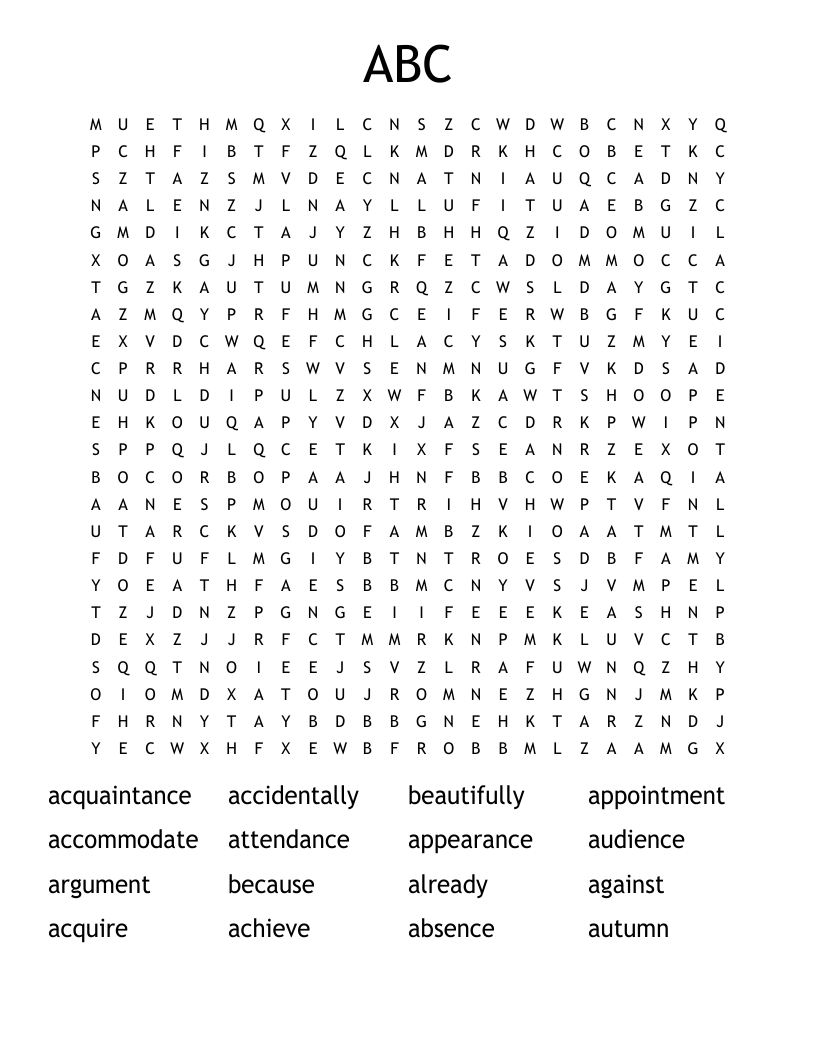 ABC Word Search WordMint