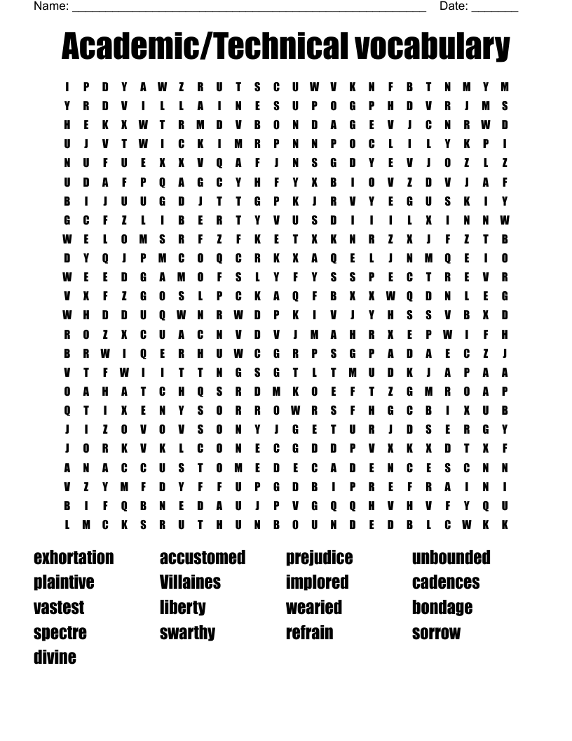 Academic Technical Vocabulary Word Search WordMint