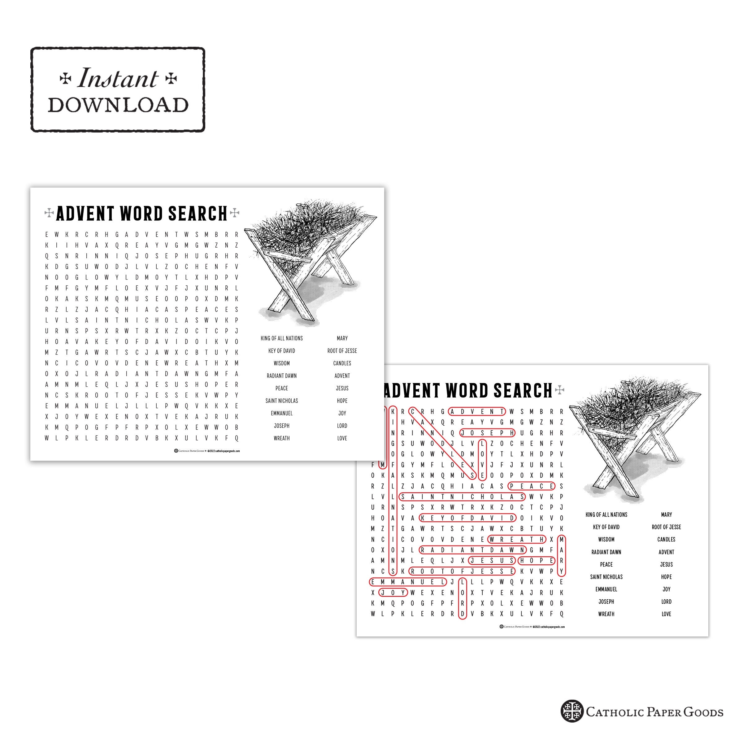 Printable Advent Word Search