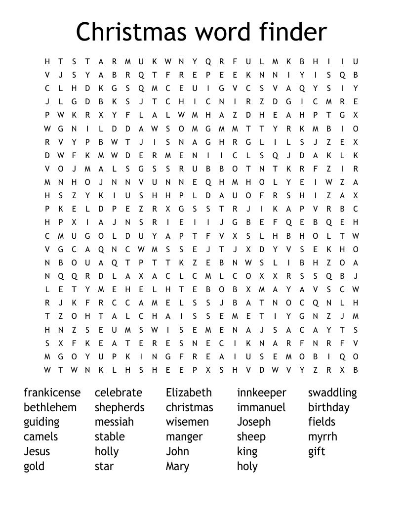Advent Word Search WordMint