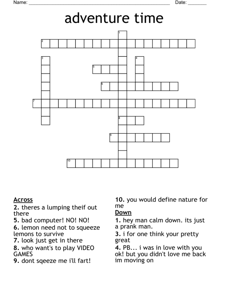 ADVENTURE TIME Word Search WordMint