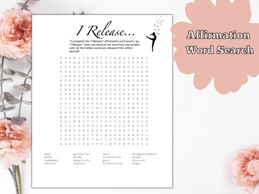 Affirmation Word Search INSTANT DOWNLOAD PDF Self care Party Self love Mental Health Mindfulness Wellness Morning afternoon Routine Etsy
