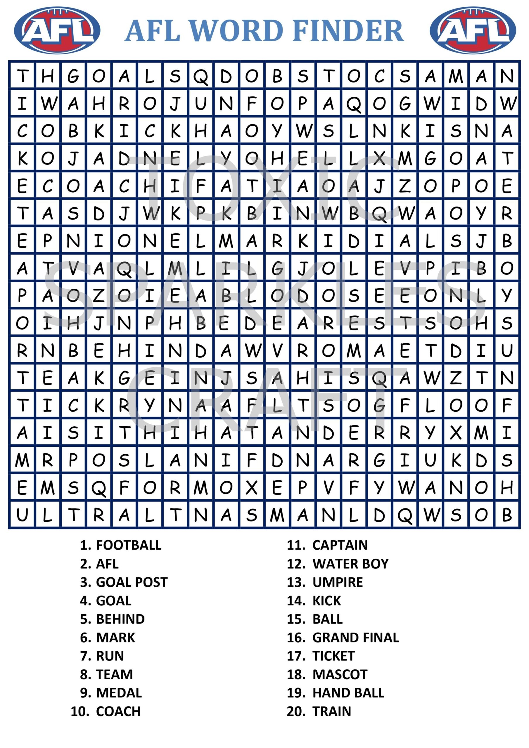 AFL WORD FINDER 2 Word Search Puzzles Etsy