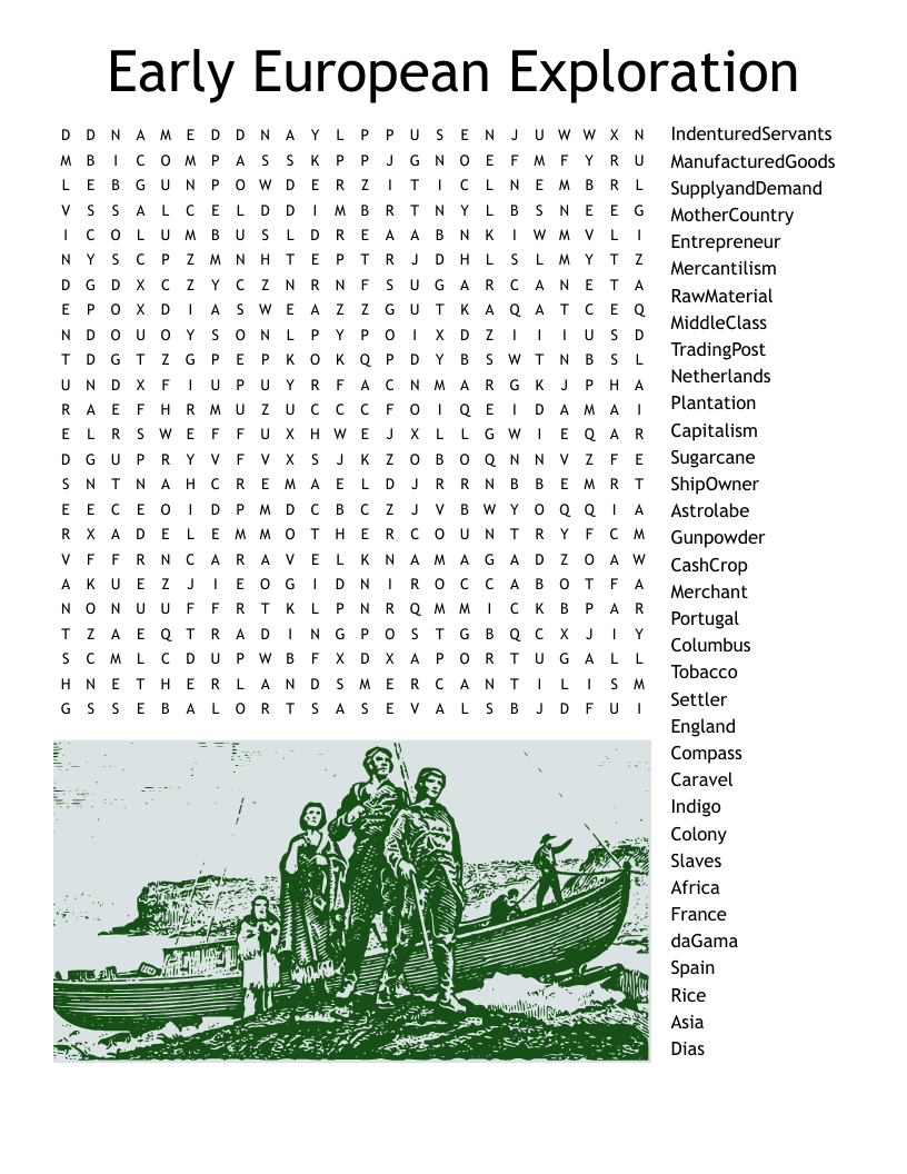 Age Of Exploration Word Search WordMint