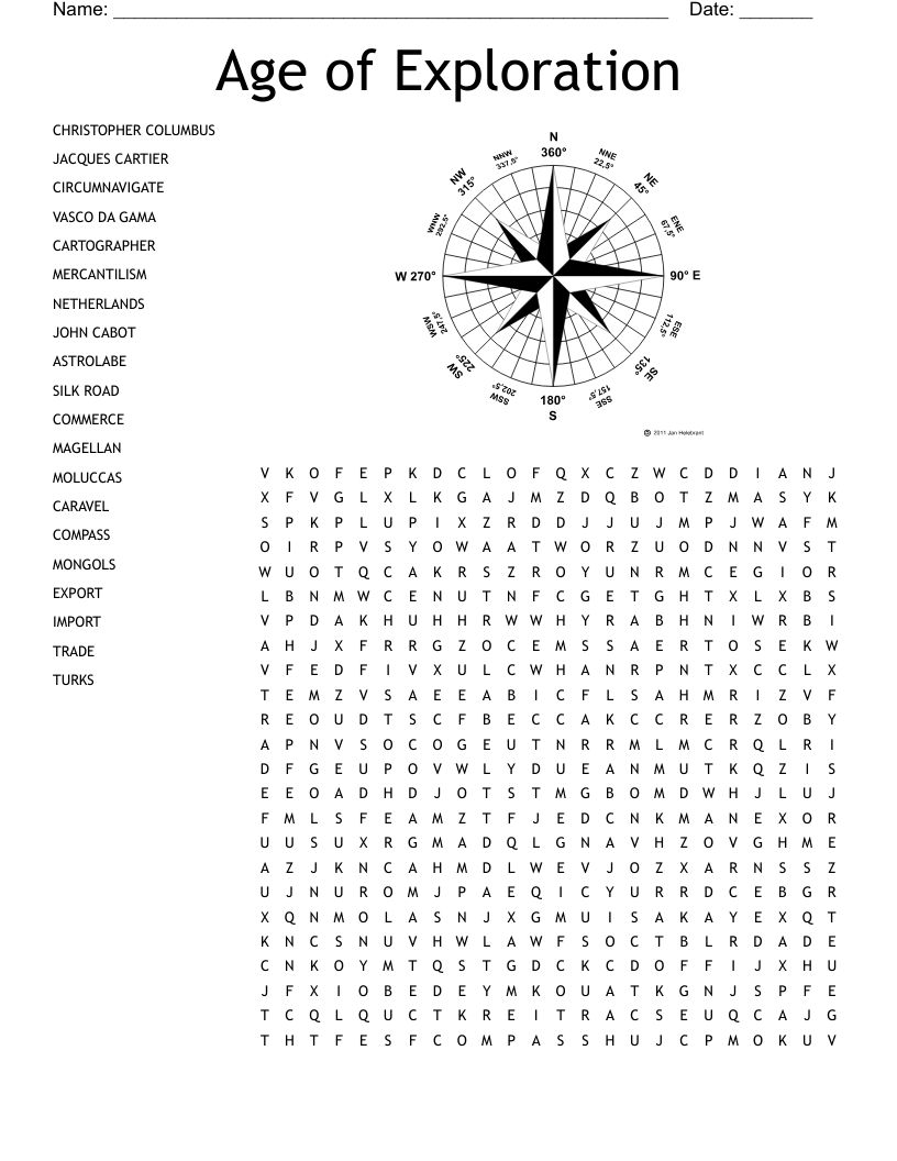 Age Of Exploration Word Search WordMint