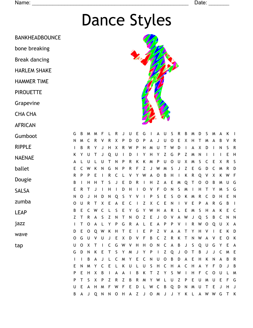 All About Dance Word Search WordMint