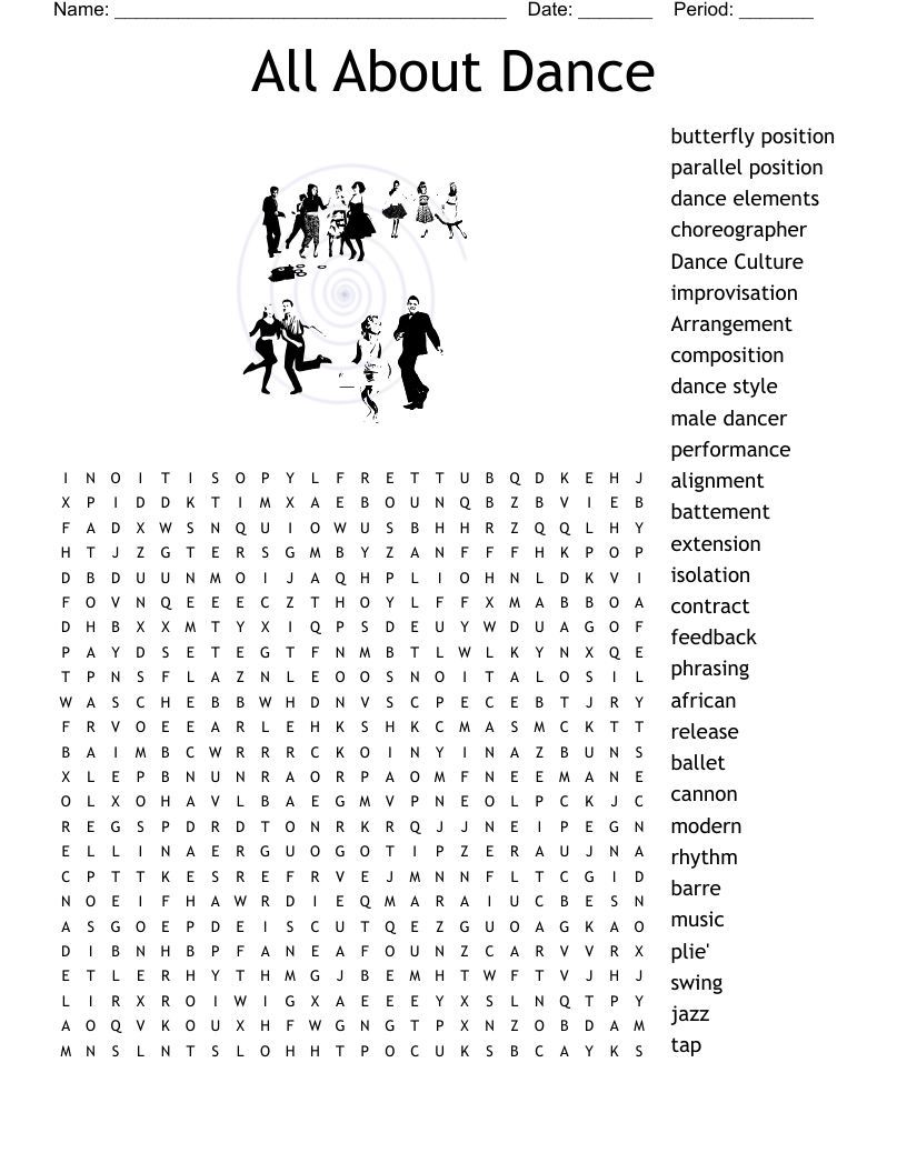 All About Dance Word Search WordMint