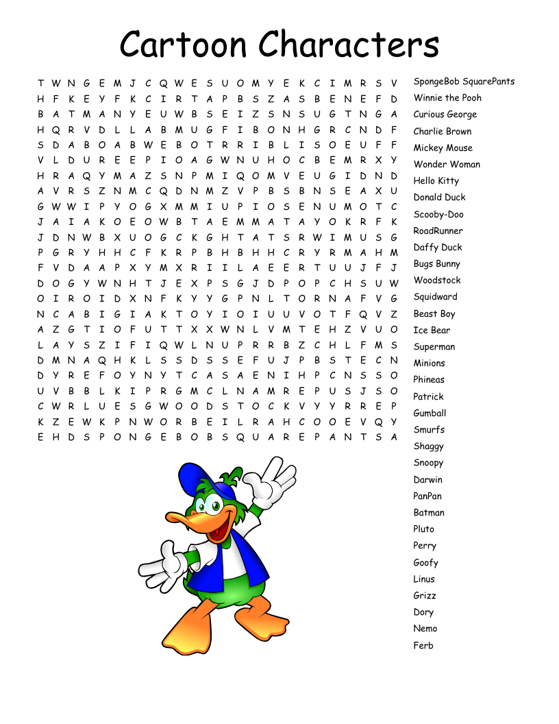 All About Nickelodeon Word Search WordMint