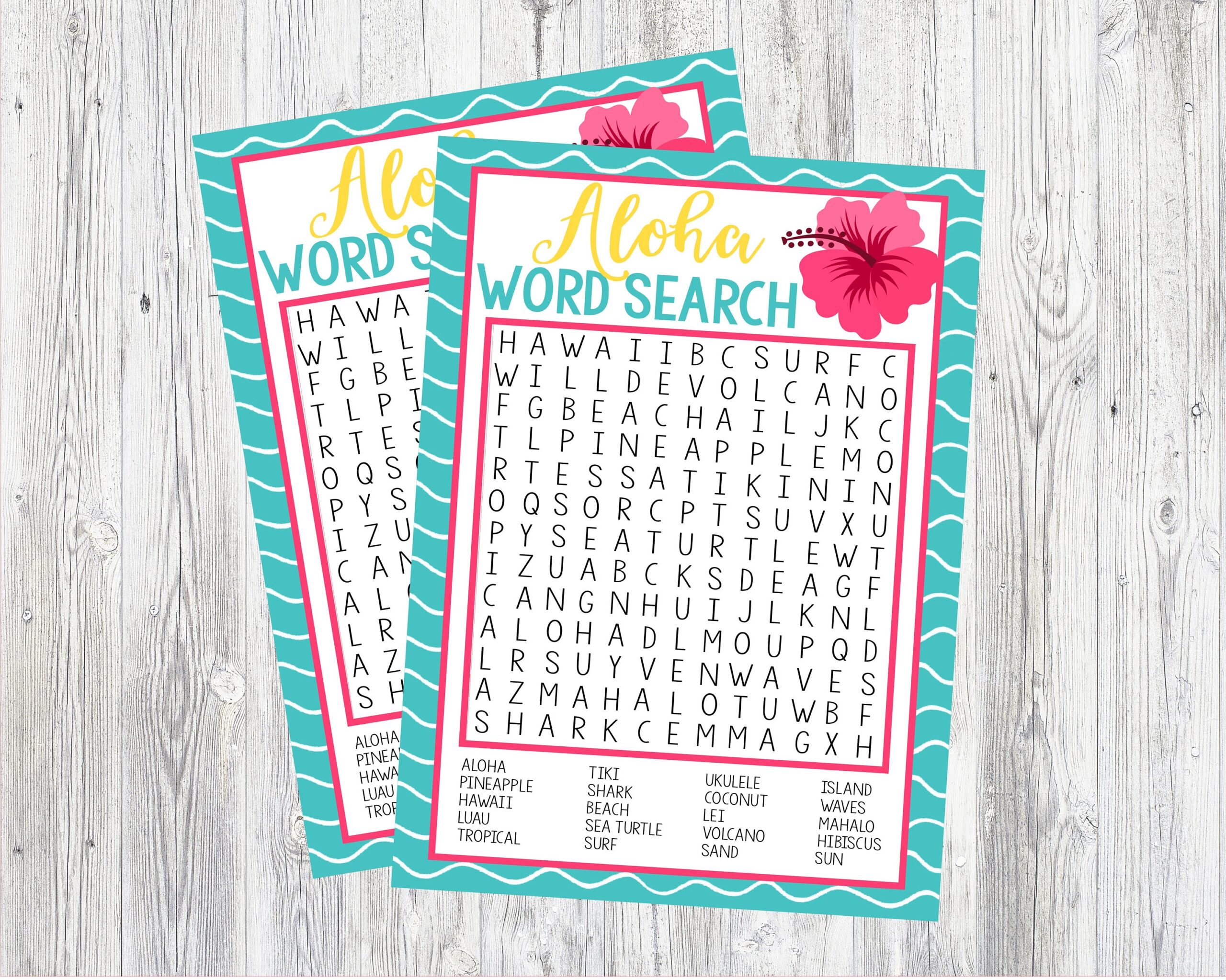 Aloha Word Search Game Printable Word Search Game For Luau Hawaii Aloha Party Instant Digital Download 