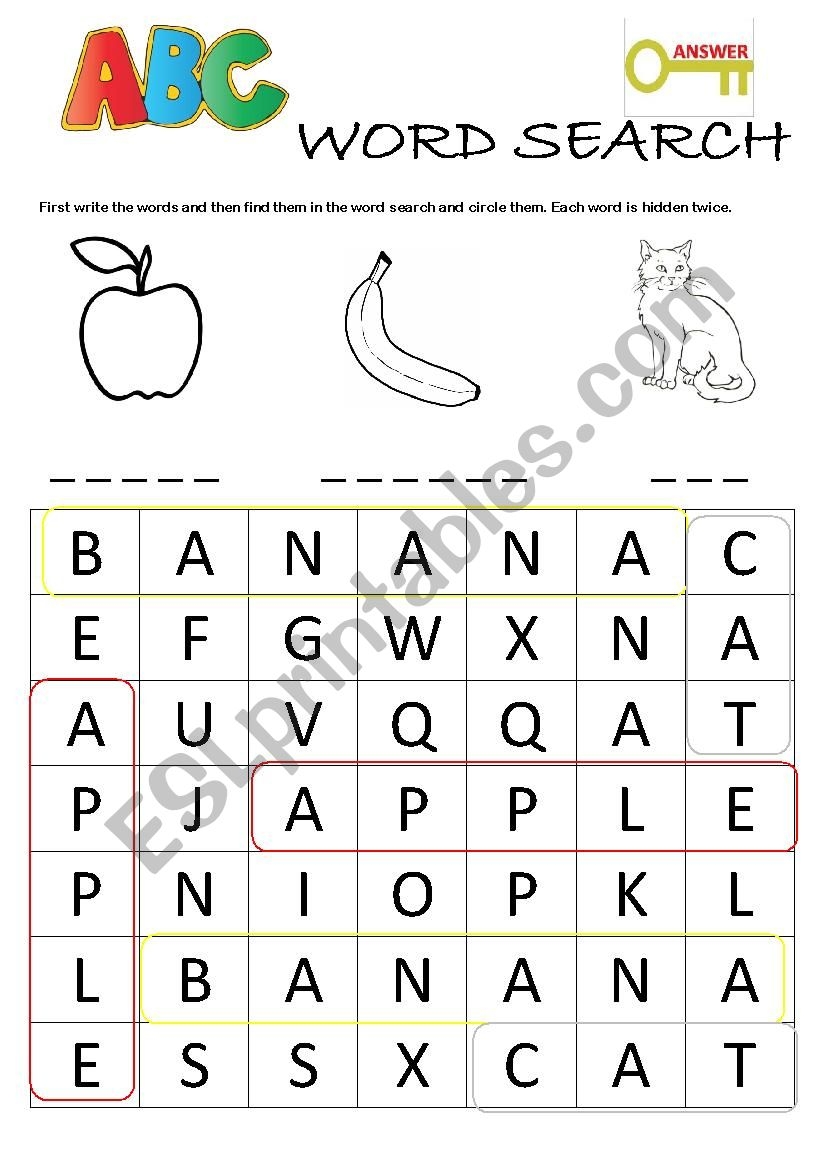 Alphabet Word Search A B C ESL Worksheet By Mkosior